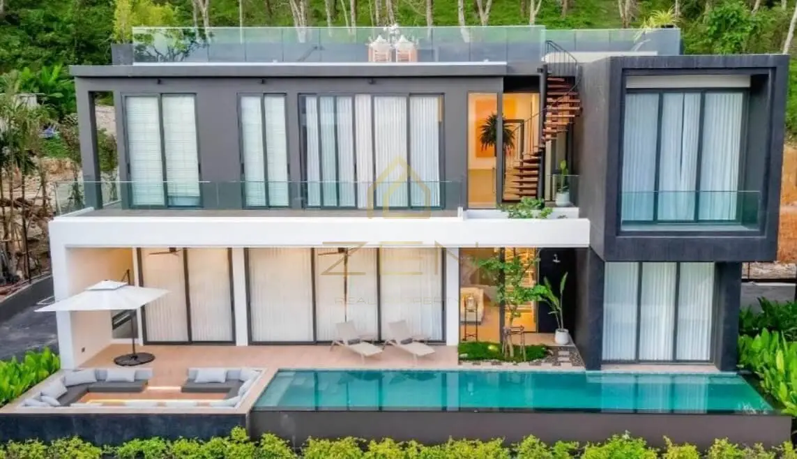 Modern 4-Bedroom Sea-View Villa Layan — Long-Term Rental, Bang Tao, Phuket