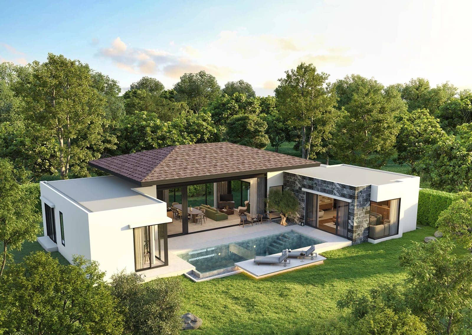 Modern 3-Bedroom Pool Villas in Botanica Pru Jampa project, Phuket — For Sale, Thalang, Phuket